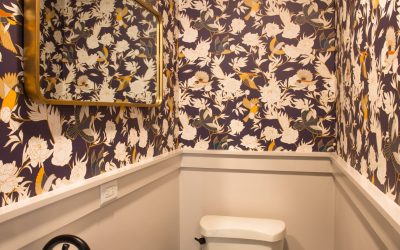 Newly Remodeled Bathroom With Modern Wallpaper