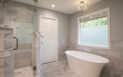Tub and shower combo with chandelier