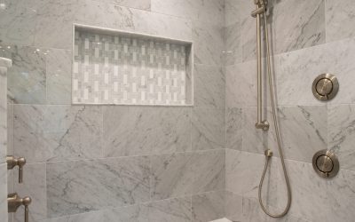 remodeled shower with bench