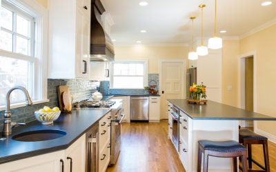 Newly Remodeled Kitchen With A blue Countertop