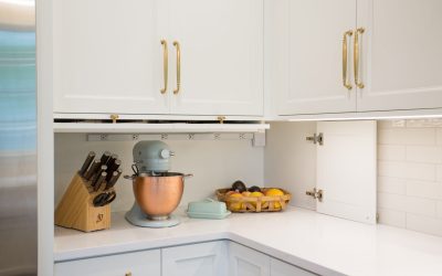 White cabinets with gold handles