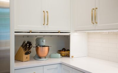 Modern Kitchen Remodel With White Cabinets and Gold Handles